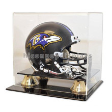 Custom Metal Base Acrylic Cube Counter Top Single Motorcycle Or Football Helmets Selling Display